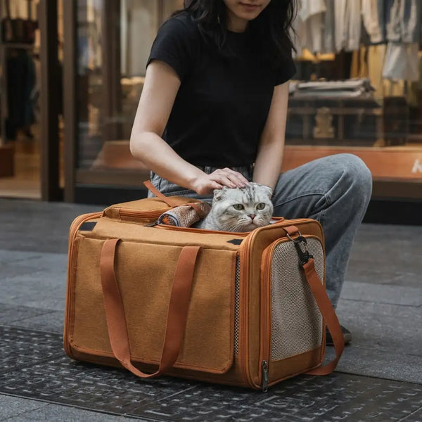 Portable Breathable Large-Capacity Expandable Multi-Functional Cat Airline Approved Carrier Bag