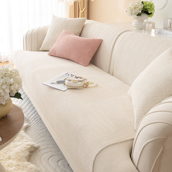 Simple Solid Colour Plush Furniture Protector Outdoor Couch Cover