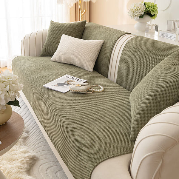 Simple Solid Colour Plush Furniture Protector Outdoor Couch Cover