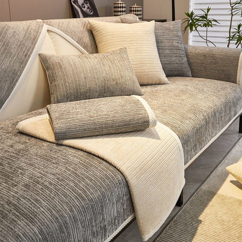 Waterproof Antimicrobial Simple Chenille Fabric Anti-scratch Outdoor Couch Cover