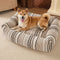 Striped Chenille Scratch-Resistant Breathable Neck Support Dog Square Bed