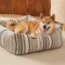 Striped Chenille Scratch-Resistant Breathable Neck Support Dog Square Bed