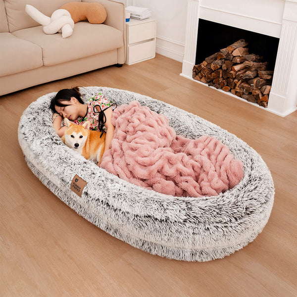 Luxury Super Large Sleep Deeper Oval Bed Human Dog Bed - FUNNYFUZZY