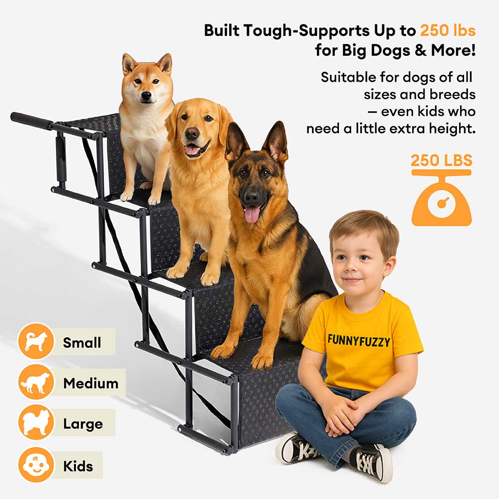 Travel Portable Foldable 4-Steps Non-Slip Dog Car Stair