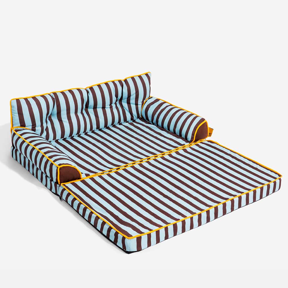 Stripe Waterproof Foldable Large Dog Sofa Bed - Sunny Siesta