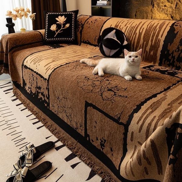 Vintage Chenille Anti-Scratch Sofa Protector Throw Couch Cover