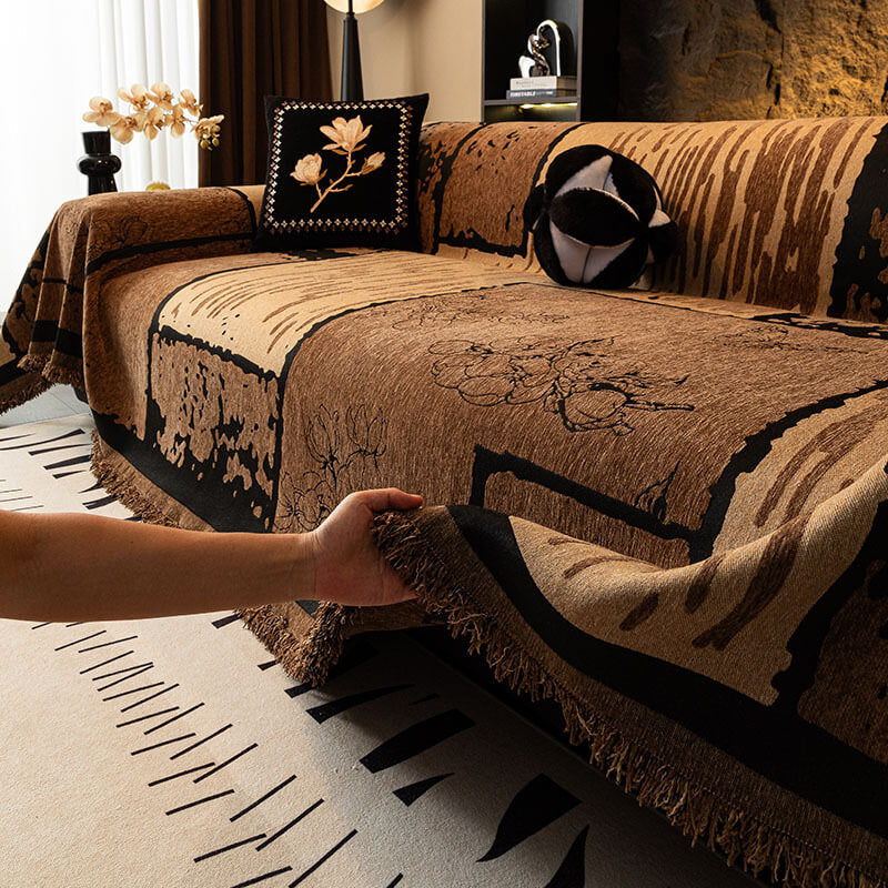 Vintage Chenille Anti-Scratch Sofa Protector Throw Couch Cover