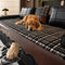 Vintage Chenille Sofa Protector with Faux Leather Panels Non-Slip Couch Cover