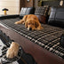 Vintage Chenille Sofa Protector with Faux Leather Panels Non-Slip Couch Cover