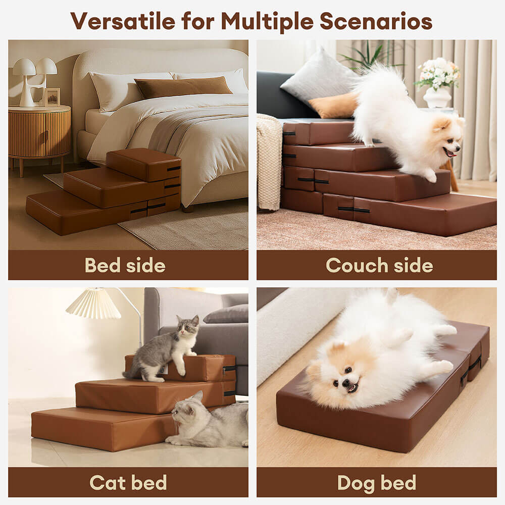 Waterproof Washable PU Leather Modular Multi-Level Pet Stairs