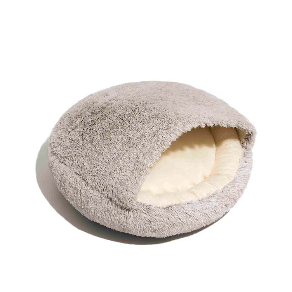 Calming Plush Semi-Enclosed Pet Nest Pita Bed For Dogs - FUNNYFUZZY