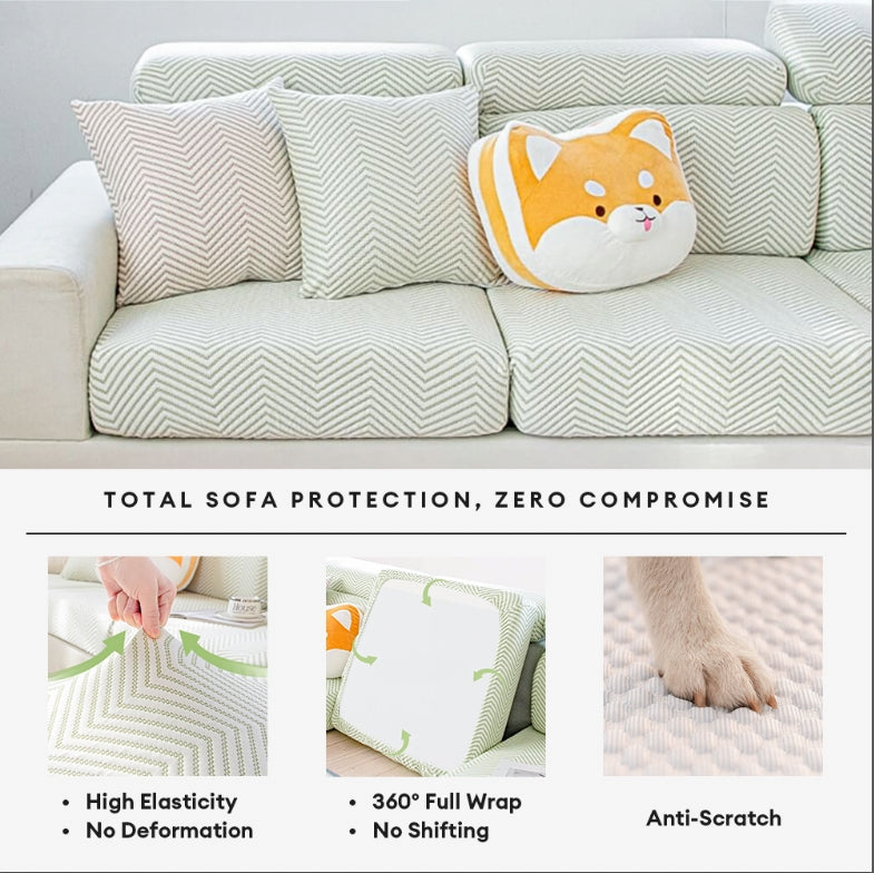 Cooling Ice Silk Stretch Full Wrap Sofa Protection Magic Couch Cover