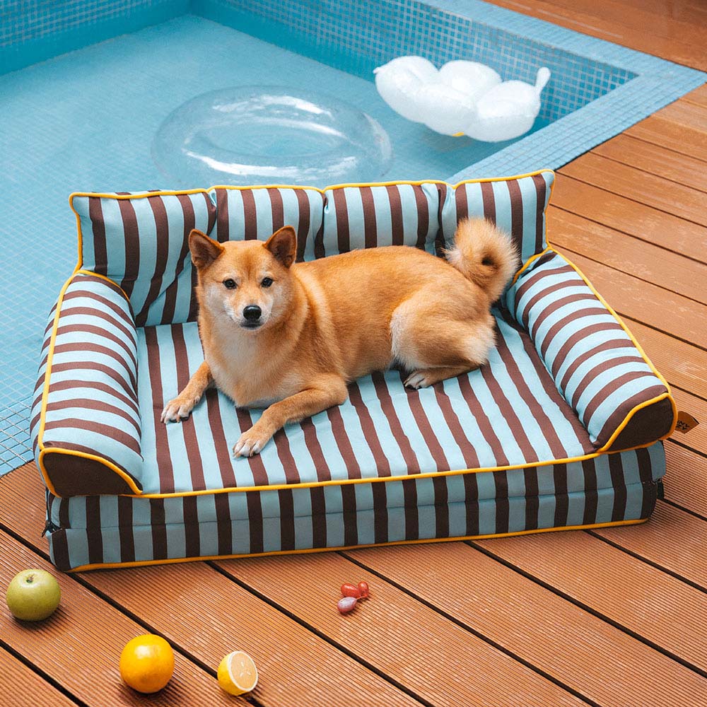 Stripe Waterproof Foldable Large Dog Sofa Bed - Sunny Siesta